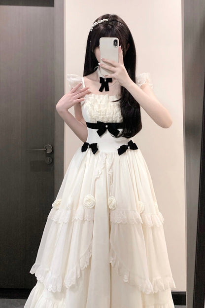 Sweet Lolita Dress - Free Verse Poetry, Ivory, Ruffled, Layered, Bow Detail - additional product view 7