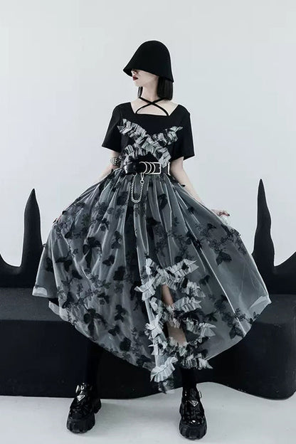 Sweet Lolita Dress - French Square Collar, 2 Colors, High-Low Hem, Square Collar - additional product view 2