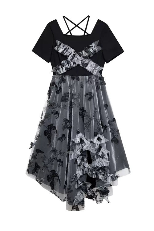 Sweet Lolita Dress - French Square Collar, 2 Colors, High-Low Hem, Square Collar - additional product view 5