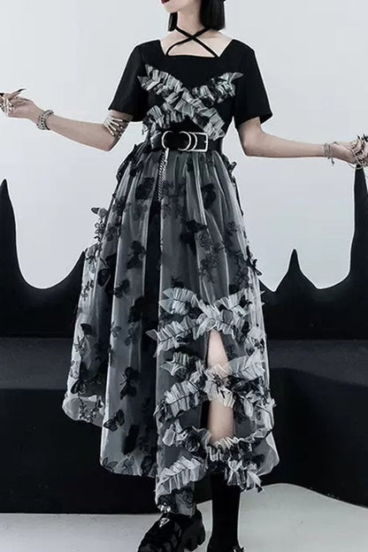 Sweet Lolita Dress - French Square Collar, 2 Colors, High-Low Hem, Square Collar - main product image