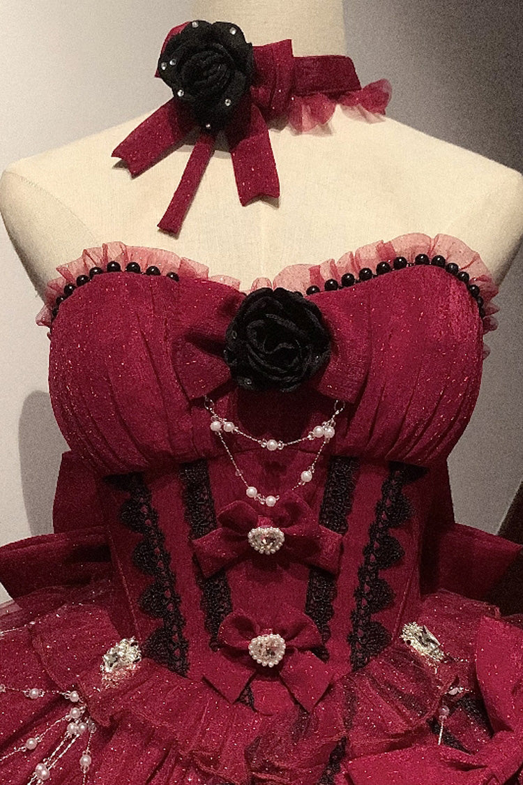 Sweet Lolita Dress - Galaxy Flower Language, 2 Colors, Layered, Bow Detail, Ruffled - additional product view 6