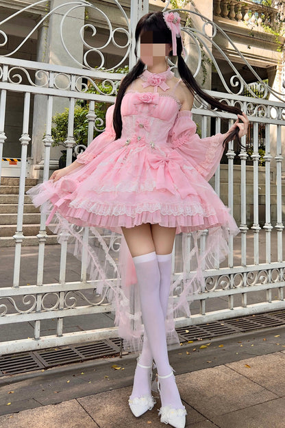 Sweet Lolita Dress - Galaxy Flower Language, 2 Colors, Layered, Bow Detail, Ruffled - additional product view 7