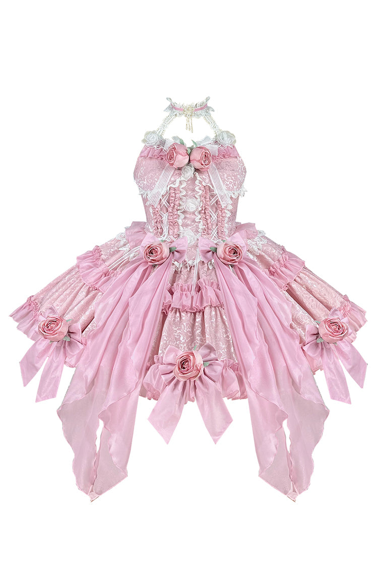 Sweet Lolita Dress - Gem Princess Fish Bone Detached, 2 Colors, Lace Trim, Bow Detail - additional product view 8