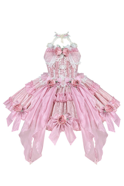 Sweet Lolita Dress - Gem Princess Fish Bone Detached, 2 Colors, Lace Trim, Bow Detail - additional product view 8