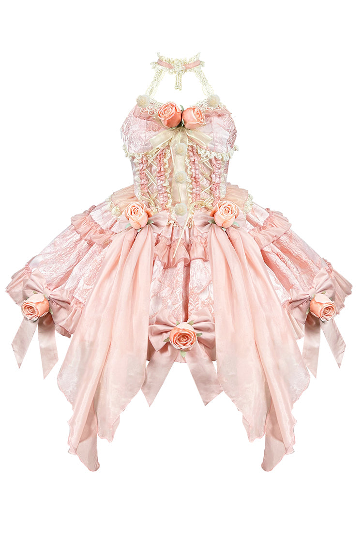 Sweet Lolita Dress - Gem Princess Fish Bone Detached, 2 Colors, Lace Trim, Bow Detail - additional product view 9