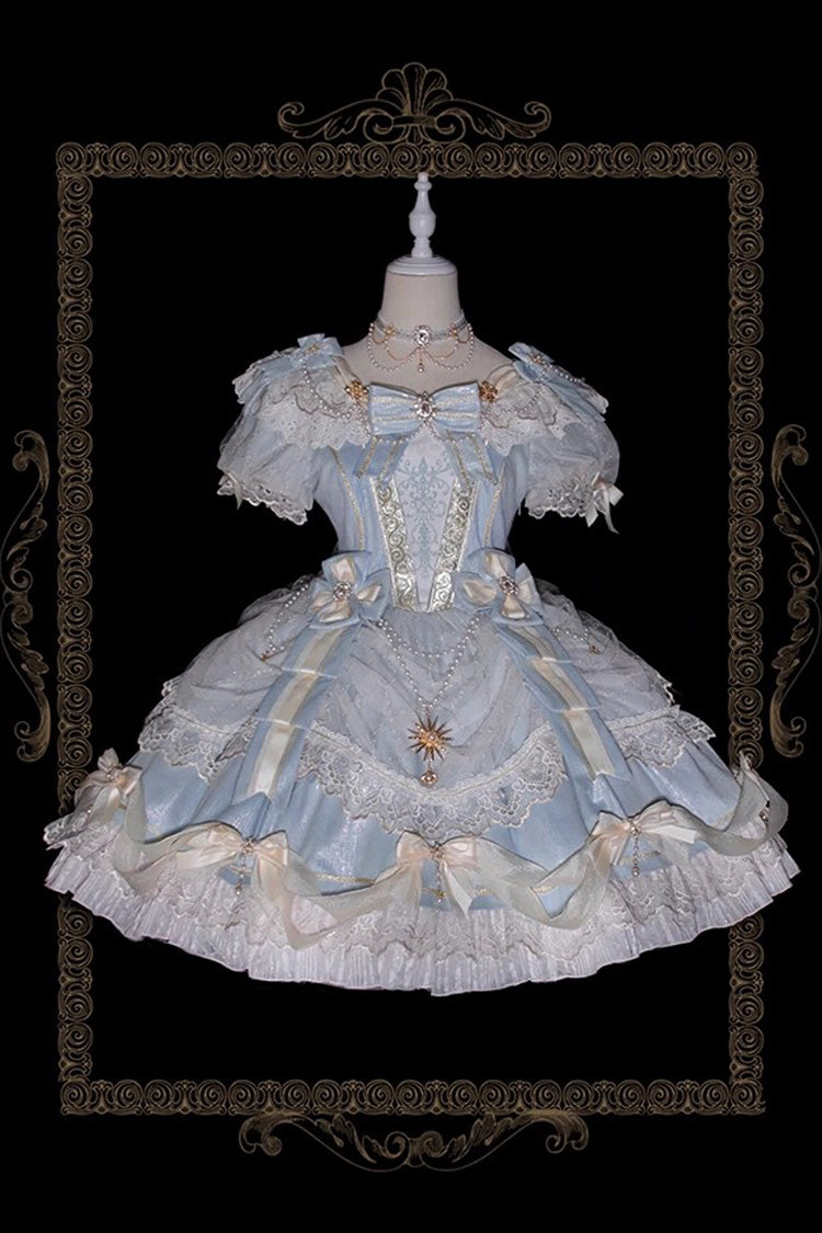 Sweet Lolita Dress - Girls' Day, Blue, Bow Detail, Lace Trim, Ruffled - additional product view 3
