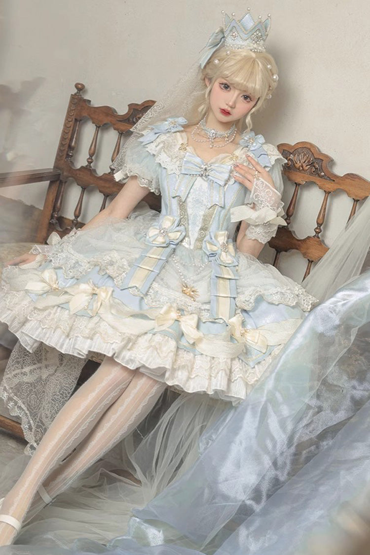 Sweet Lolita Dress - Girls' Day, Blue, Bow Detail, Lace Trim, Ruffled - additional product view 6
