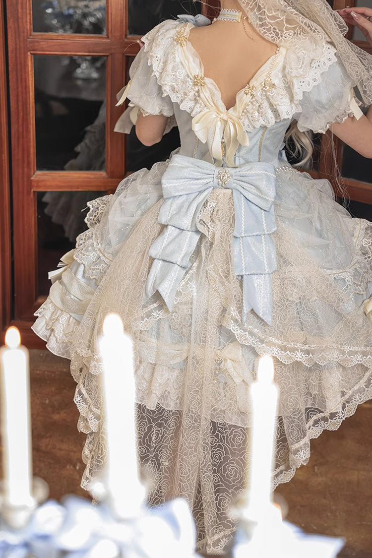 Sweet Lolita Dress - Girls' Day, Blue, Bow Detail, Lace Trim, Ruffled - additional product view 7