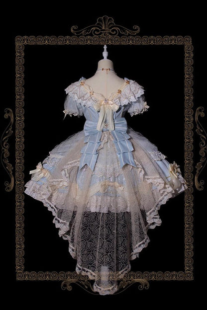 Sweet Lolita Dress - Girls' Day, Blue, Bow Detail, Lace Trim, Ruffled - additional product view 8