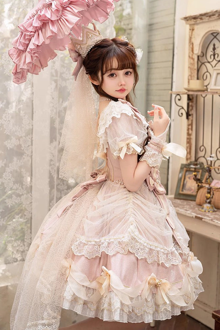 Sweet Lolita Dress - Girls' Day, Pink, Bow Detail, Lace Trim, Ruffled - additional product view 2