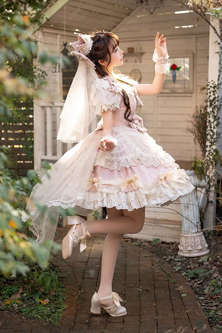 Sweet Lolita Dress - Girls' Day, Pink, Bow Detail, Lace Trim, Ruffled - additional product view 6