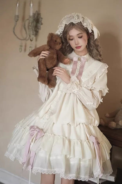 Sweet Lolita Dress - Glass Flower Room, Ivory, Detachable Detail, Ruffled, Embroidered - main product image