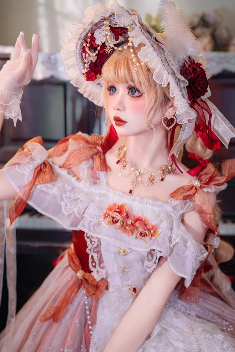Sweet Lolita Dress - Glazed Phantom, Red, Ruffled, Bow Detail, Lace Trim - additional product view 6