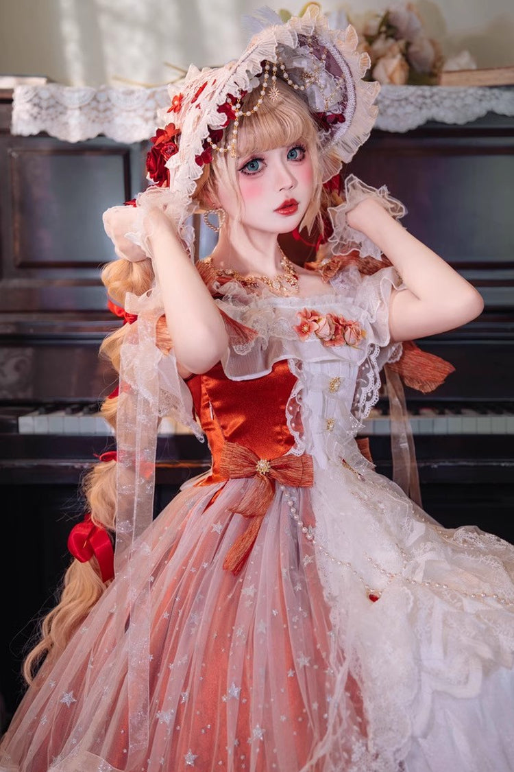Sweet Lolita Dress - Glazed Phantom, Red, Ruffled, Bow Detail, Lace Trim - additional product view 8