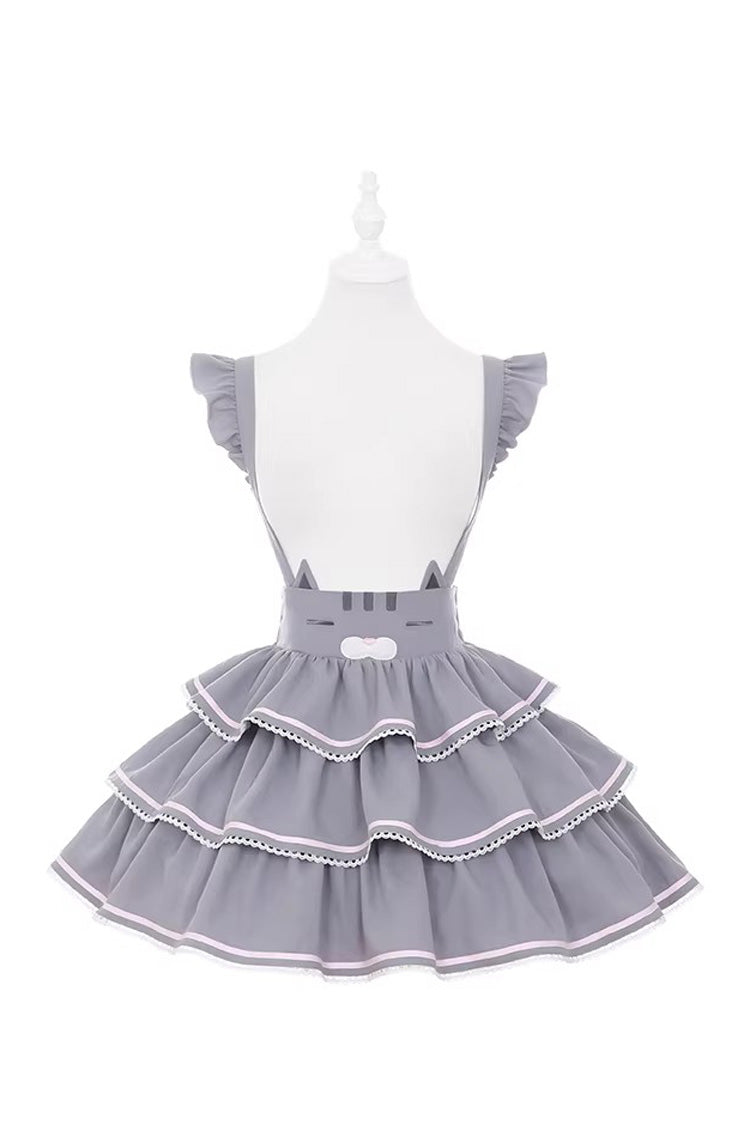 Sweet Lolita Dress - Gloomy Cat, Gray, Ruffled, Layered - Kawaii Statement Dress - additional product view 3