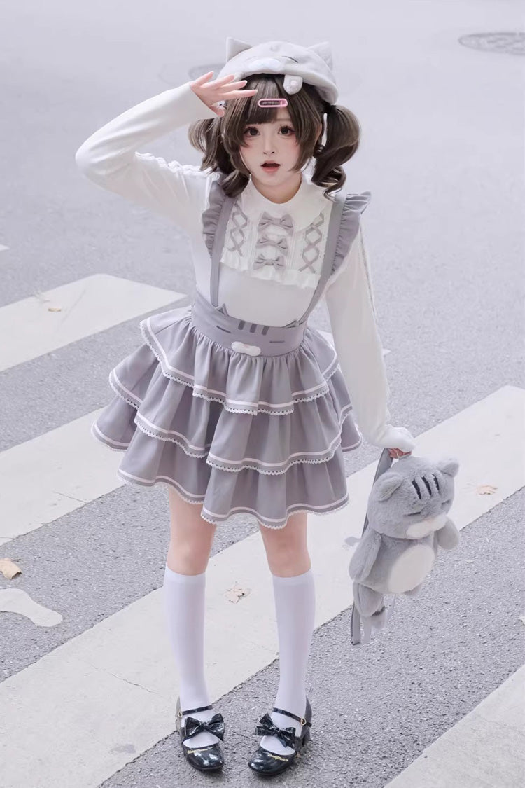 Sweet Lolita Dress - Gloomy Cat, Gray, Ruffled, Layered - Kawaii Statement Dress - additional product view 11