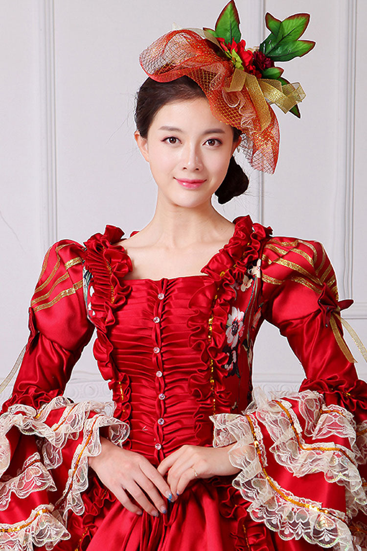 Sweet Lolita Dress - Half Sleeves Multi-layer Trumpet, 3 Colors, High Waist, Printed - additional product view 5