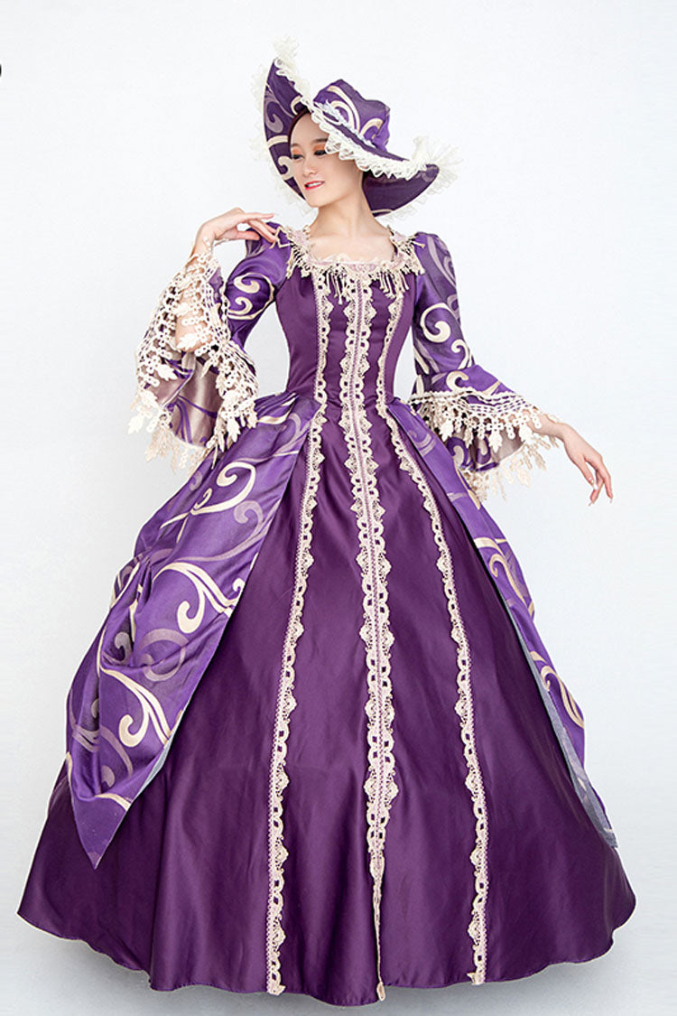 Sweet Lolita Dress - Half Sleeves Trumpet Sleeves, Purple, High Waist, Victorian Style - additional product view 2