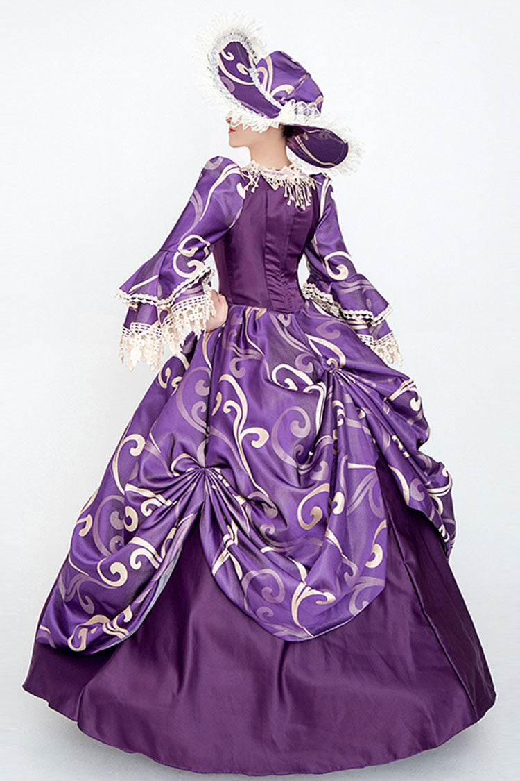 Sweet Lolita Dress - Half Sleeves Trumpet Sleeves, Purple, High Waist, Victorian Style - additional product view 4