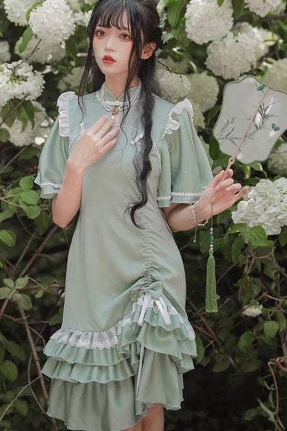 Sweet Lolita Dress - Han Element Chinese Style, Green, Chinese-Inspired Style - additional product view 2