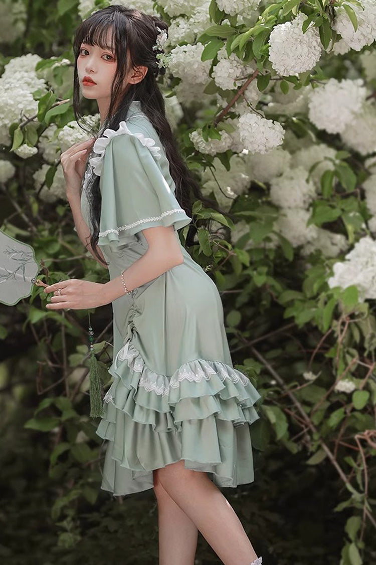 Sweet Lolita Dress - Han Element Chinese Style, Green, Chinese-Inspired Style - additional product view 3