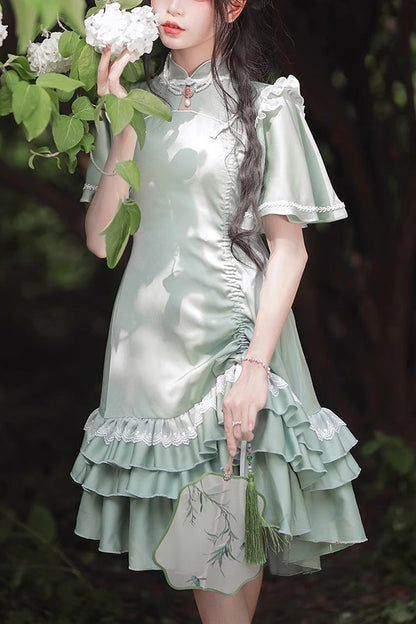 Sweet Lolita Dress - Han Element Chinese Style, Green, Chinese-Inspired Style - additional product view 4