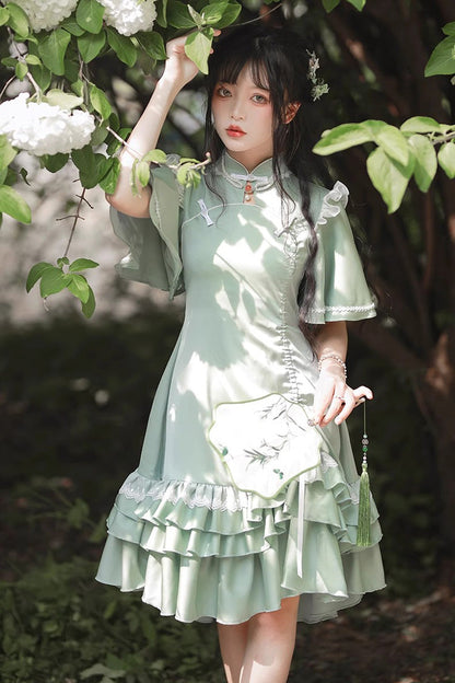 Sweet Lolita Dress - Han Element Chinese Style, Green, Chinese-Inspired Style - additional product view 5