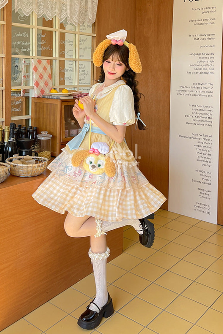 Sweet Lolita Dress - Happy Day, Yellow, Printed, Layered, Bow Detail - additional product view 4