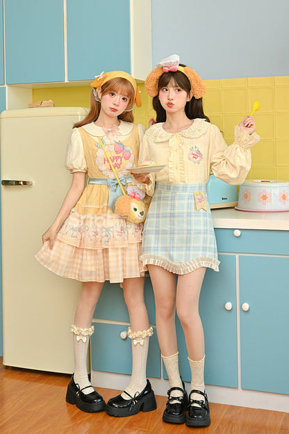 Sweet Lolita Dress - Happy Day, Yellow, Printed, Layered, Bow Detail - additional product view 6
