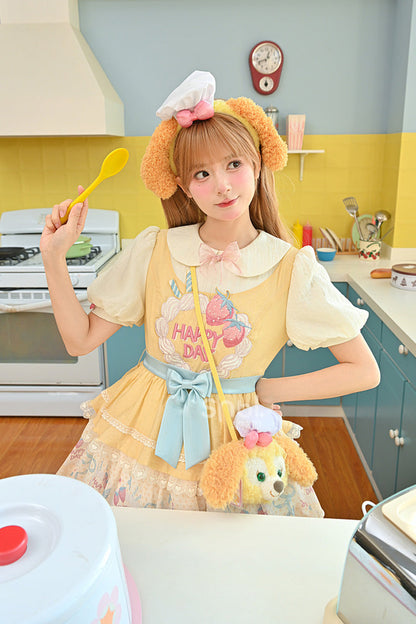 Sweet Lolita Dress - Happy Day, Yellow, Printed, Layered, Bow Detail - additional product view 7