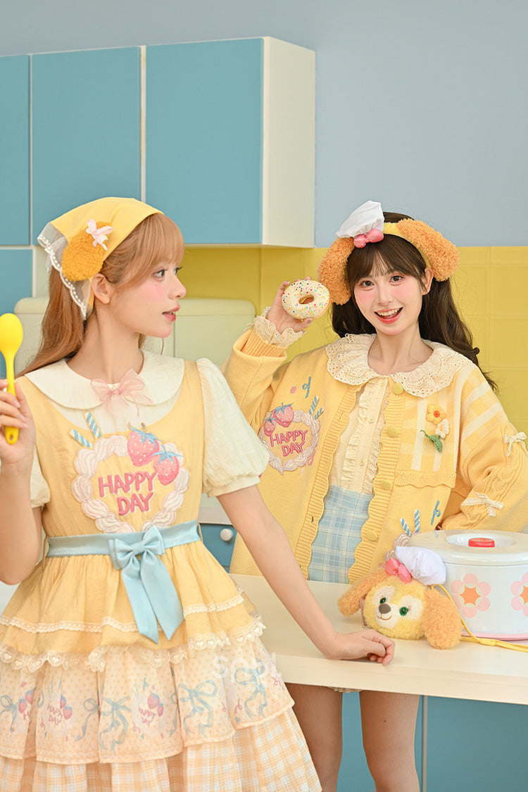 Sweet Lolita Dress - Happy Day, Yellow, Printed, Layered, Bow Detail - additional product view 8