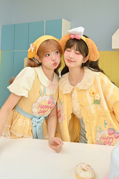 Sweet Lolita Dress - Happy Day, Yellow, Printed, Layered, Bow Detail - additional product view 10