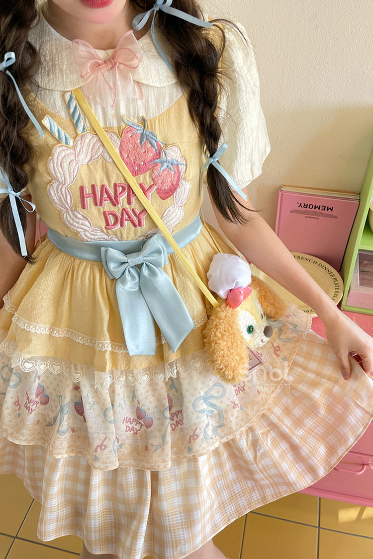 Sweet Lolita Dress - Happy Day, Yellow, Printed, Layered, Bow Detail - additional product view 12