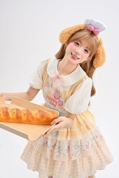 Sweet Lolita Dress - Happy Day, Yellow, Printed, Layered, Bow Detail - additional product view 14