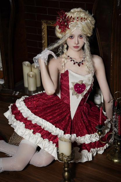 Sweet Lolita Dress - Heart Of Mary, Red, Lace Trim, Ruffled, Gothic Style - additional product view 2