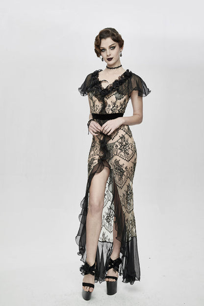 Sweet Lolita Dress - High End, Black, Slit Detail, Zipper Detail, Women's Style - additional product view 3