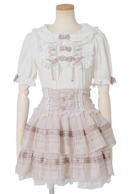 Sweet Lolita Dress - High Waisted Double-layered, 3 Colors, Plus Size, High Waist - S Pink / M Pink / L Pink option