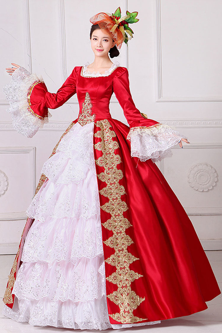 Sweet Lolita Dress - Hime Sleeves High Waisted Square, 3 Colors, Square Collar, High Waist - S Red / M Red / L Red option