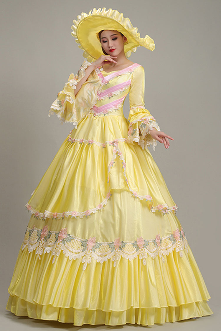 Sweet Lolita Dress - Hime Sleeves High Waisted, Yellow, High Waist, Layered - additional product view 2