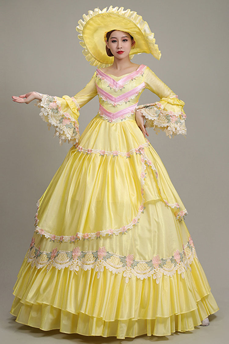 Sweet Lolita Dress - Hime Sleeves High Waisted, Yellow, High Waist, Layered - additional product view 3