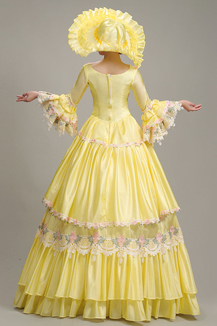 Sweet Lolita Dress - Hime Sleeves High Waisted, Yellow, High Waist, Layered - additional product view 4