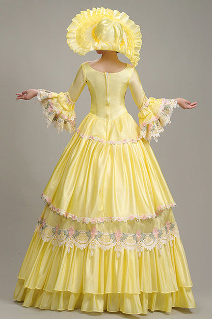 Sweet Lolita Dress - Hime Sleeves High Waisted, Yellow, High Waist, Layered - additional product view 4
