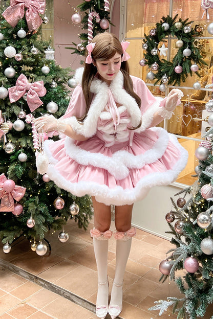 Sweet Lolita Dress - Holiday, Pink, Layered, Bow Detail - Lolita Coordinate Dress - additional product view 5