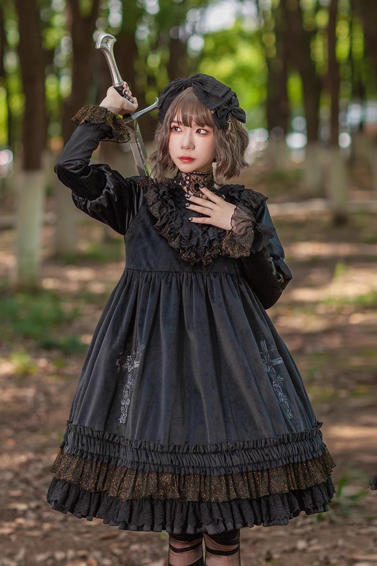 Sweet Lolita Dress - Holy Fruit Manor, 2 Colors, Puff Sleeves, Ruffled, Printed - additional product view 3