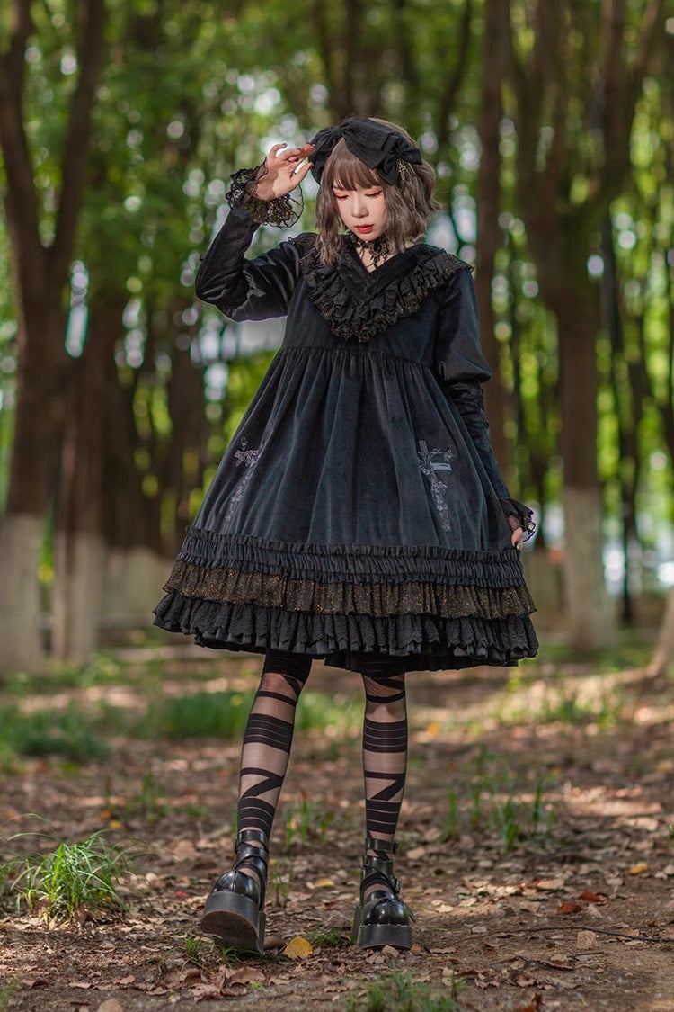 Sweet Lolita Dress - Holy Fruit Manor, 2 Colors, Puff Sleeves, Ruffled, Printed - additional product view 4