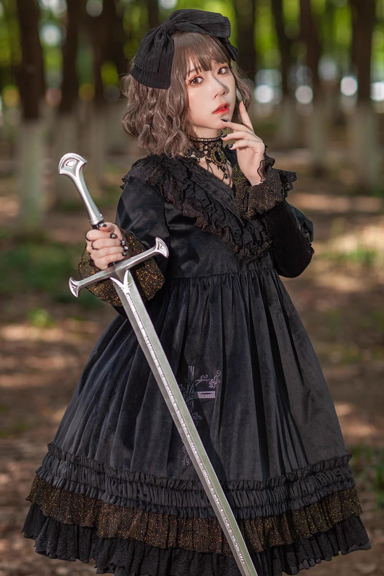 Sweet Lolita Dress - Holy Fruit Manor, 2 Colors, Puff Sleeves, Ruffled, Printed - additional product view 6