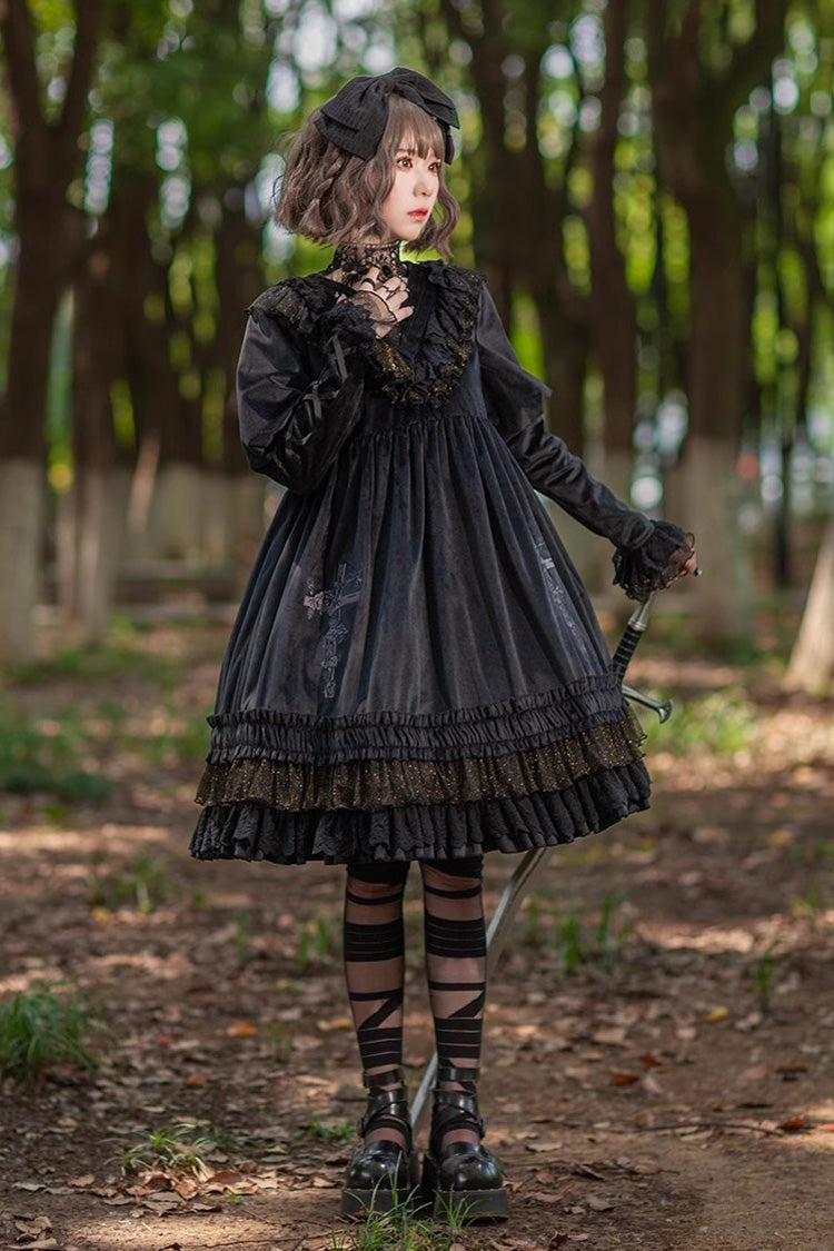 Sweet Lolita Dress - Holy Fruit Manor, 2 Colors, Puff Sleeves, Ruffled, Printed - additional product view 7