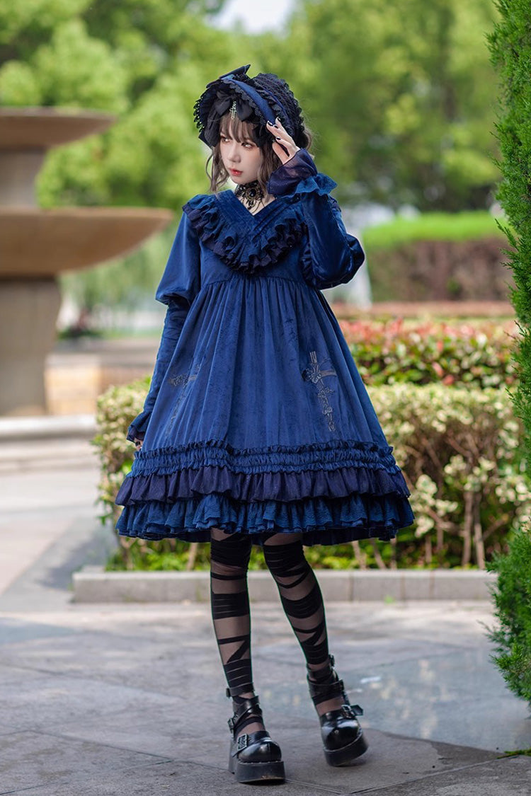 Sweet Lolita Dress - Holy Fruit Manor, 2 Colors, Puff Sleeves, Ruffled, Printed - additional product view 10