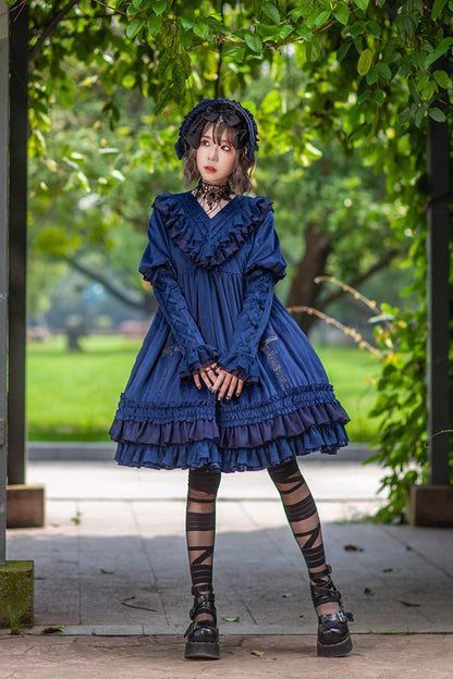 Sweet Lolita Dress - Holy Fruit Manor, 2 Colors, Puff Sleeves, Ruffled, Printed - additional product view 11