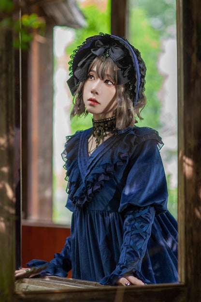 Sweet Lolita Dress - Holy Fruit Manor, 2 Colors, Puff Sleeves, Ruffled, Printed - additional product view 12